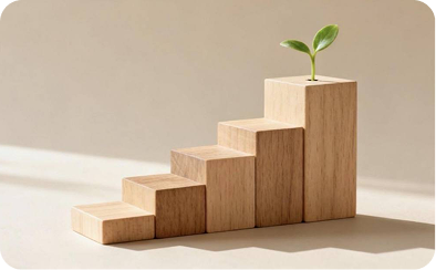 Wooden steps with a sprout, representing allied health